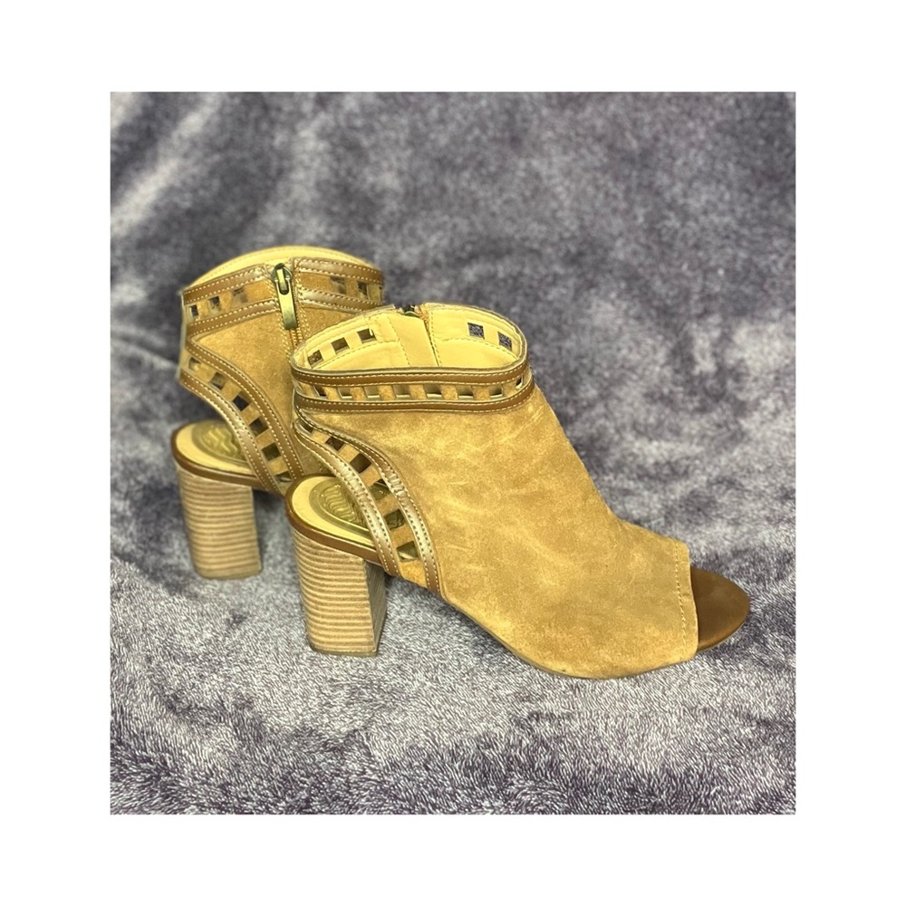 Tan Suede open toe & heel Heels